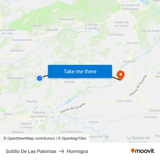Sotillo De Las Palomas to Hormigos map