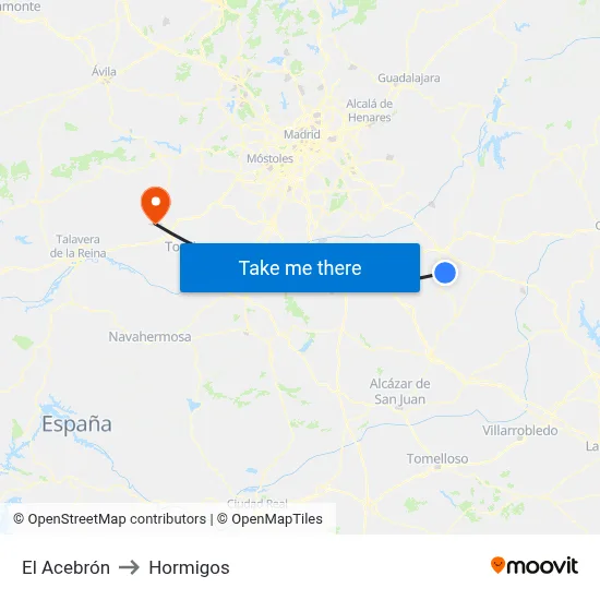 El Acebrón to Hormigos map