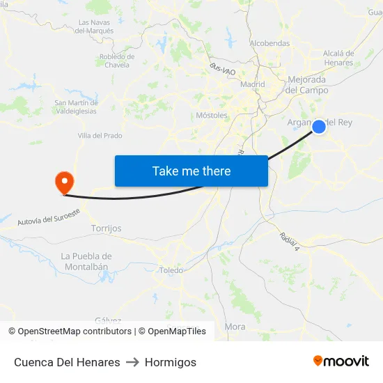 Cuenca Del Henares to Hormigos map