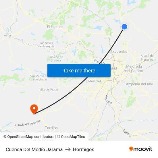 Cuenca Del Medio Jarama to Hormigos map