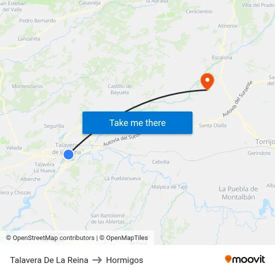 Talavera De La Reina to Hormigos map