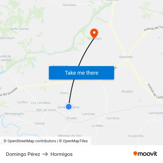 Domingo Pérez to Hormigos map