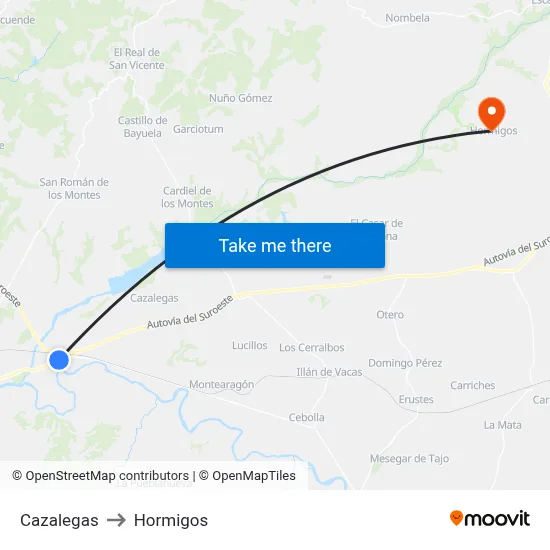 Cazalegas to Hormigos map