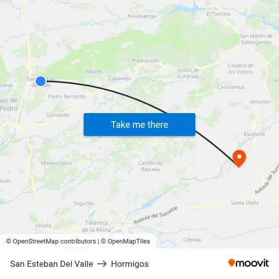 San Esteban Del Valle to Hormigos map
