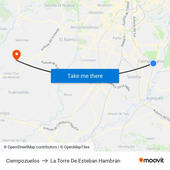 Ciempozuelos to La Torre De Esteban Hambrán map