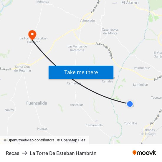 Recas to La Torre De Esteban Hambrán map