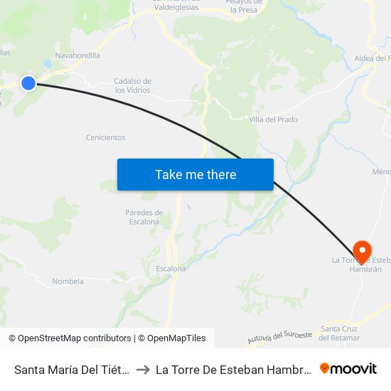 Santa María Del Tiétar to La Torre De Esteban Hambrán map