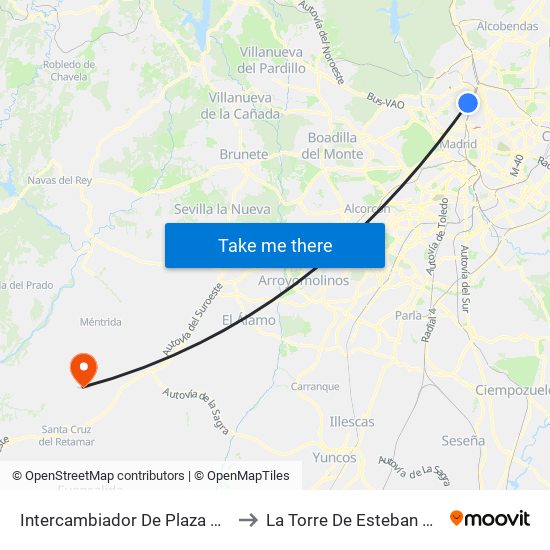 Intercambiador De Plaza De Castilla to La Torre De Esteban Hambrán map