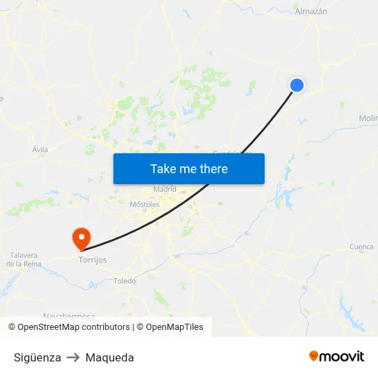 Sigüenza to Maqueda map