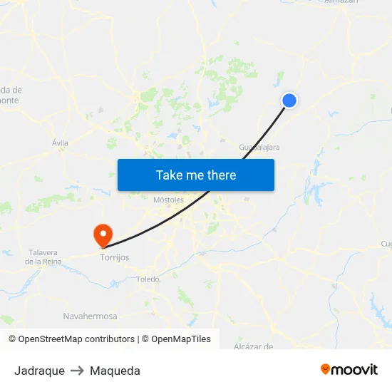 Jadraque to Maqueda map