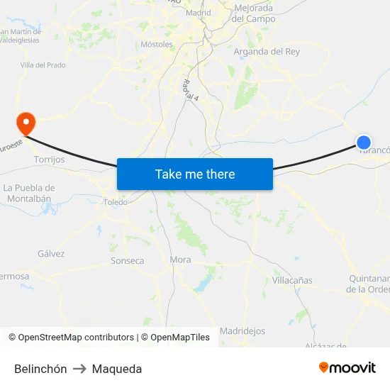 Belinchón to Maqueda map