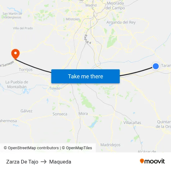 Zarza De Tajo to Maqueda map