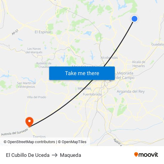 El Cubillo De Uceda to Maqueda map