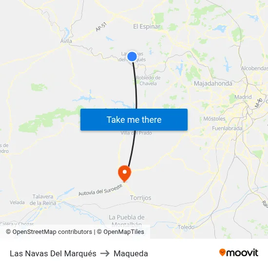Las Navas Del Marqués to Maqueda map