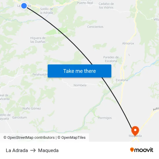 La Adrada to Maqueda map