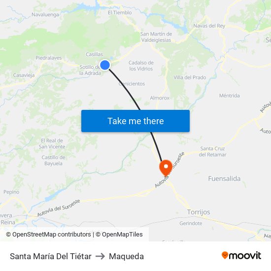 Santa María Del Tiétar to Maqueda map