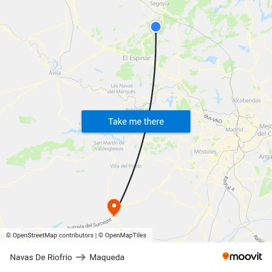 Navas De Riofrío to Maqueda map