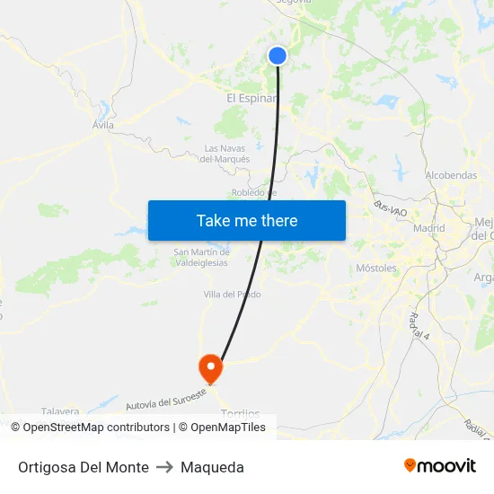 Ortigosa Del Monte to Maqueda map