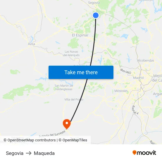 Segovia to Maqueda map