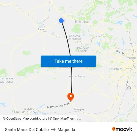 Santa María Del Cubillo to Maqueda map