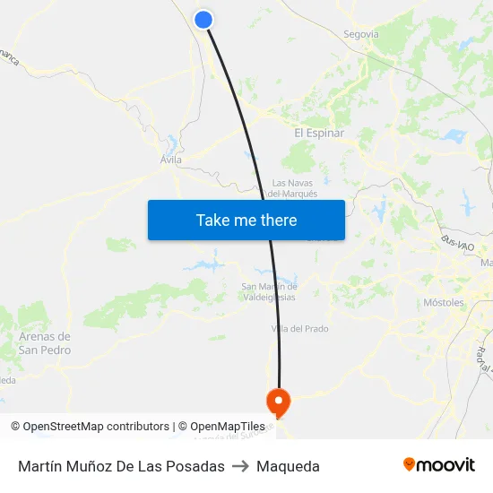 Martín Muñoz De Las Posadas to Maqueda map