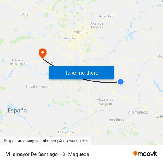 Villamayor De Santiago to Maqueda map