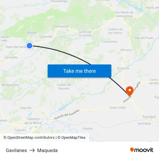 Gavilanes to Maqueda map