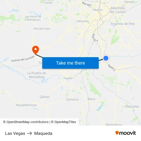 Las Vegas to Maqueda map