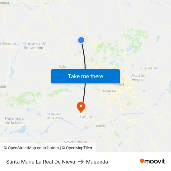 Santa María La Real De Nieva to Maqueda map