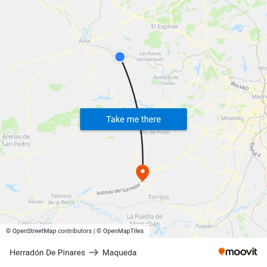 Herradón De Pinares to Maqueda map