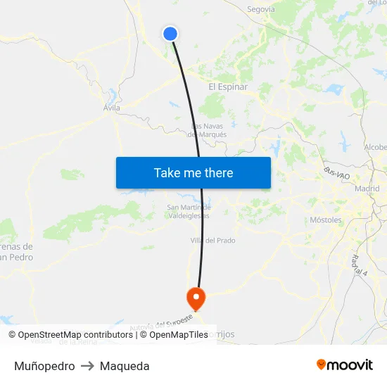 Muñopedro to Maqueda map