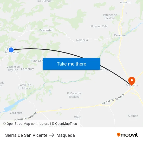 Sierra De San Vicente to Maqueda map