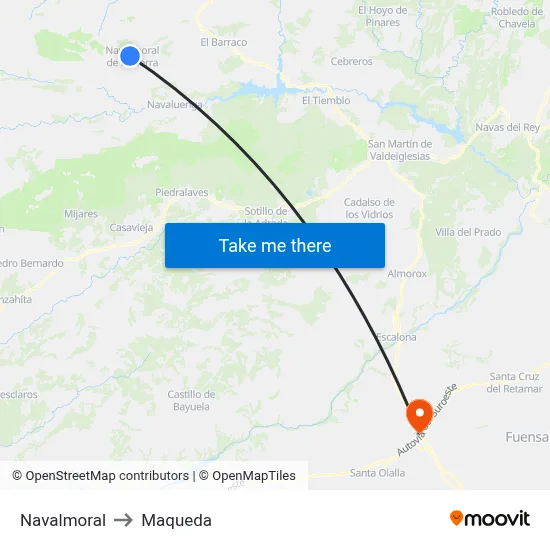 Navalmoral to Maqueda map