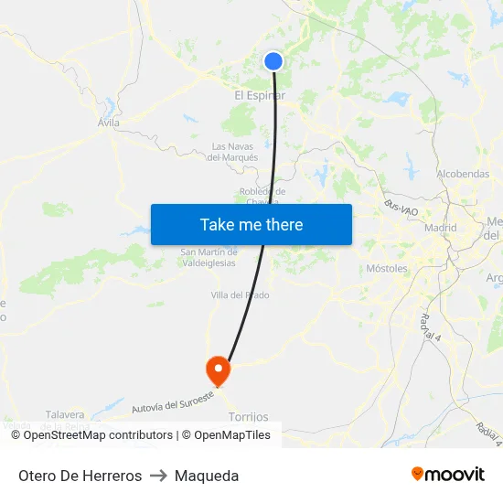 Otero De Herreros to Maqueda map