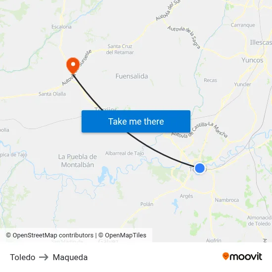 Toledo to Maqueda map