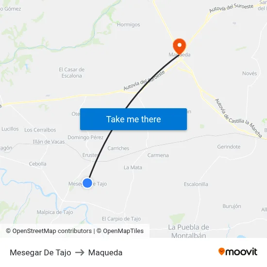 Mesegar De Tajo to Maqueda map