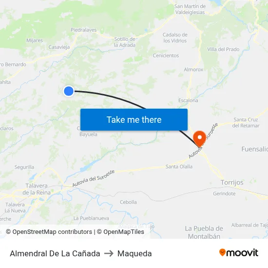 Almendral De La Cañada to Maqueda map