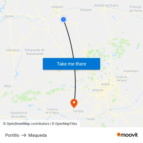 Portillo to Maqueda map
