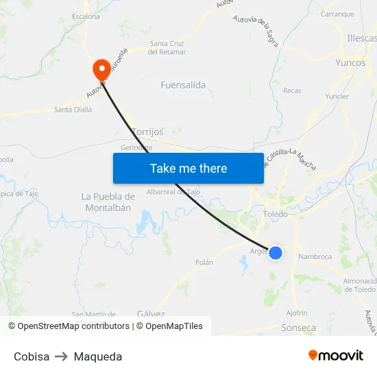 Cobisa to Maqueda map