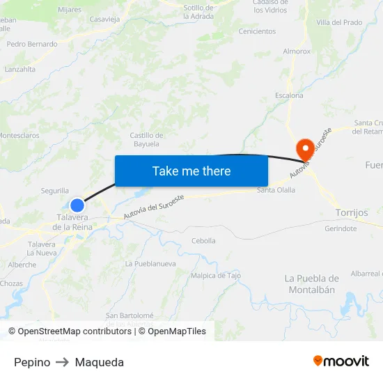 Pepino to Maqueda map