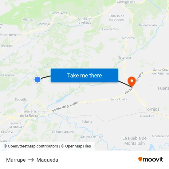 Marrupe to Maqueda map