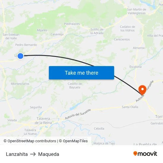 Lanzahíta to Maqueda map