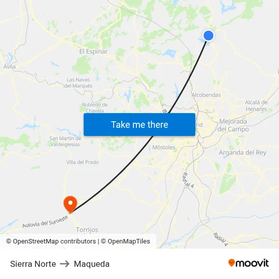 Sierra Norte to Maqueda map