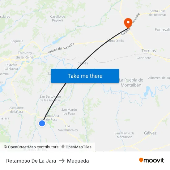 Retamoso De La Jara to Maqueda map