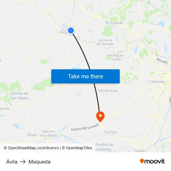 Ávila to Maqueda map