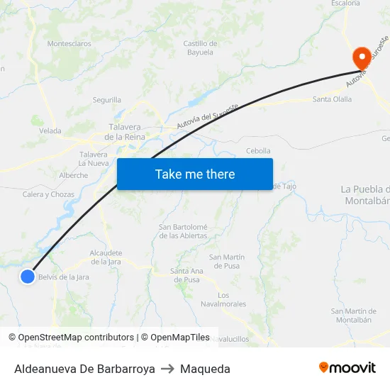 Aldeanueva De Barbarroya to Maqueda map