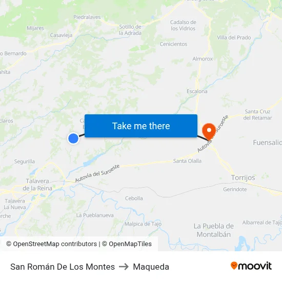 San Román De Los Montes to Maqueda map