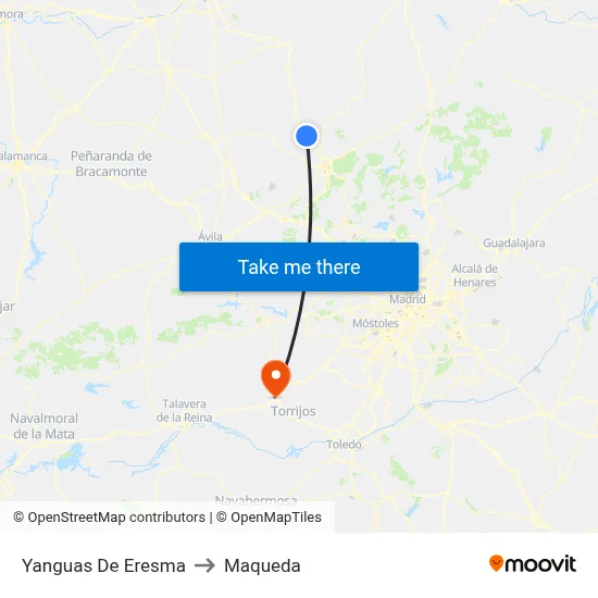 Yanguas De Eresma to Maqueda map