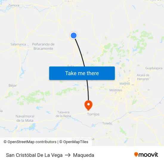 San Cristóbal De La Vega to Maqueda map