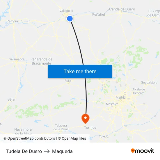 Tudela De Duero to Maqueda map
